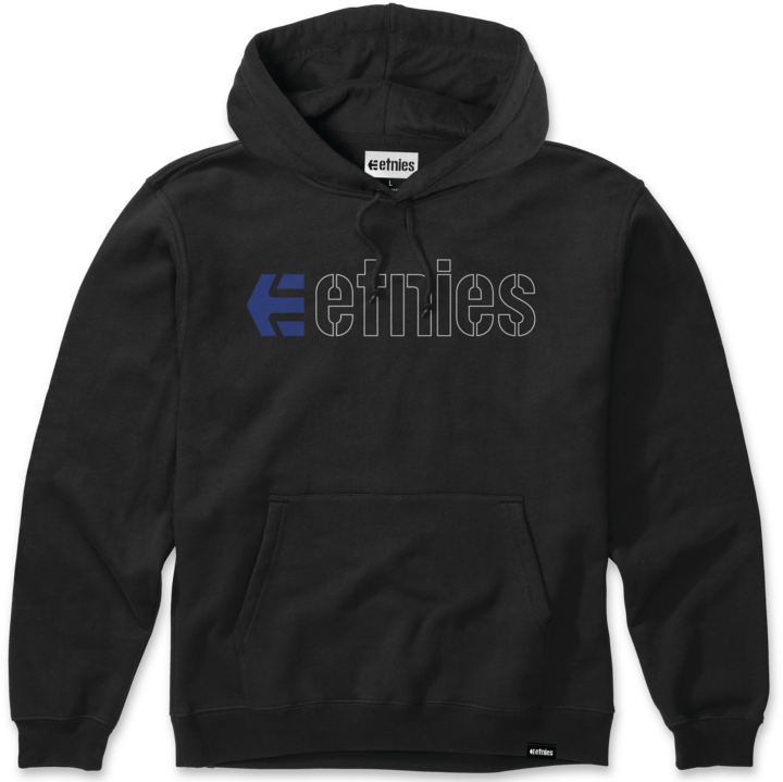 Ecorp kids pullover black/blue – kids pullover | etnies Official Screen Hooded Fleece Etnies Skate Original Sustainability Gear