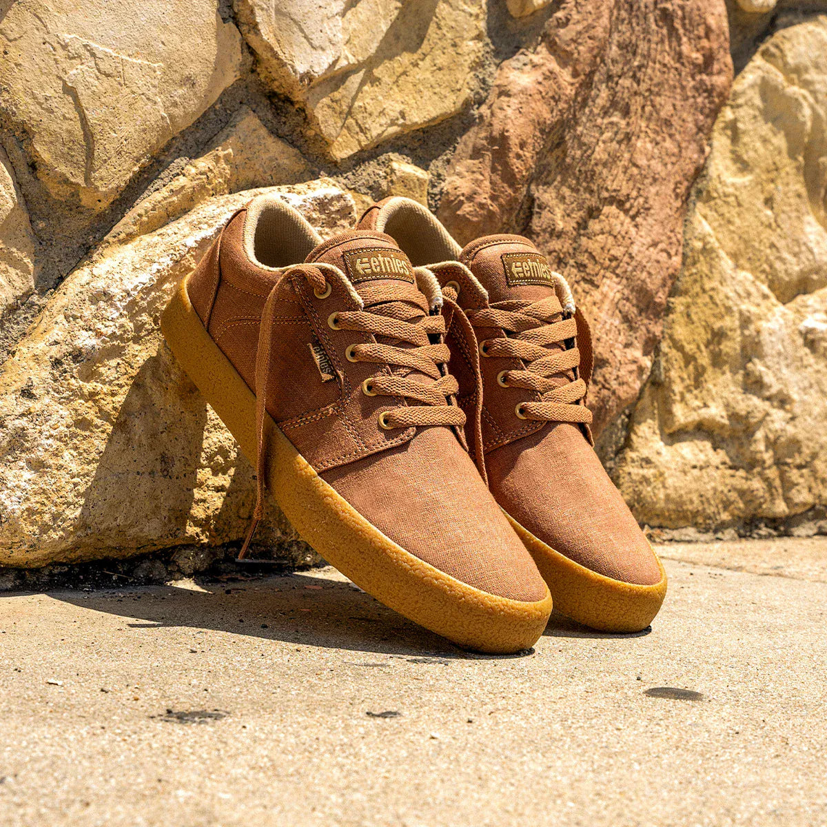 Barge LS Premium Vulcanized Brown Beige Gum | etnies Official Low-Top Vulcanized Etnies Skate Original Sustainability Gear