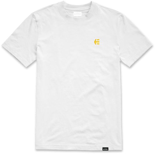 Team embroidery tee white/yellow – men’s tee | etnies Official S/S Basic T-Shirt Etnies Skate Original Sustainability Gear
