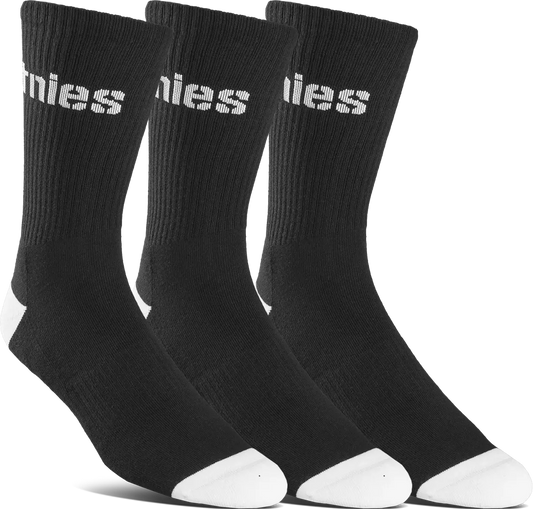 Wordmark Crew Socks 3-Pack - Black | etnies Official US etnies BLACK / OS Skate Original Sustainability Gear 4140001525.001.OS.1ST 7630961809898