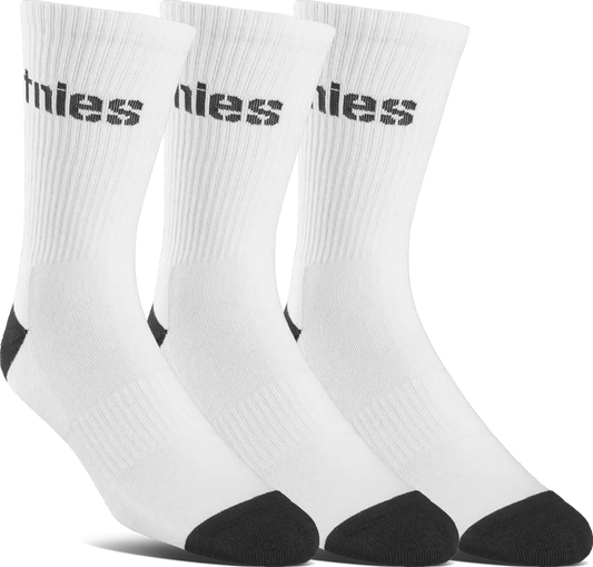 Wordmark Crew Socks 3-Pack - White | etnies Official US etnies WHITE / OS Skate Original Sustainability Gear 4140001525.100.OS.1ST 7630961809904