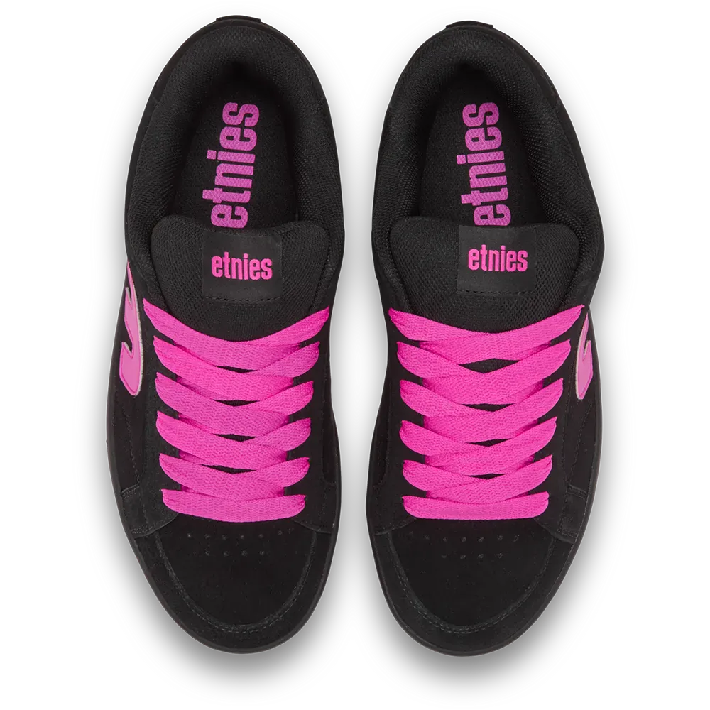 Black and Pink Chunky Suede Skate Shoes – etnies Kingpin 2K Alt1