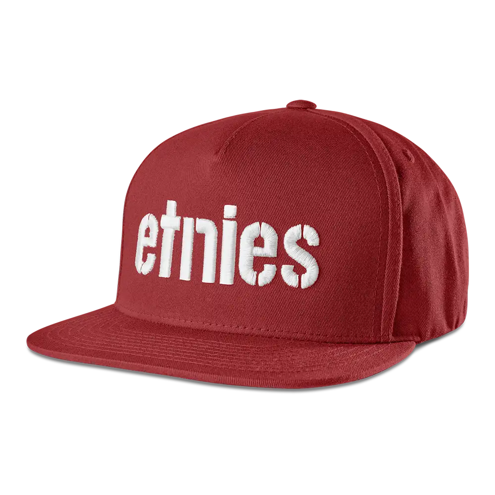Corp Snapback Hat red/white - headwear | etnies Official Custom Hat Etnies RED/WHITE / One Size Skate Original Sustainability Gear 4140001357.616.OS.1ST 194691660190